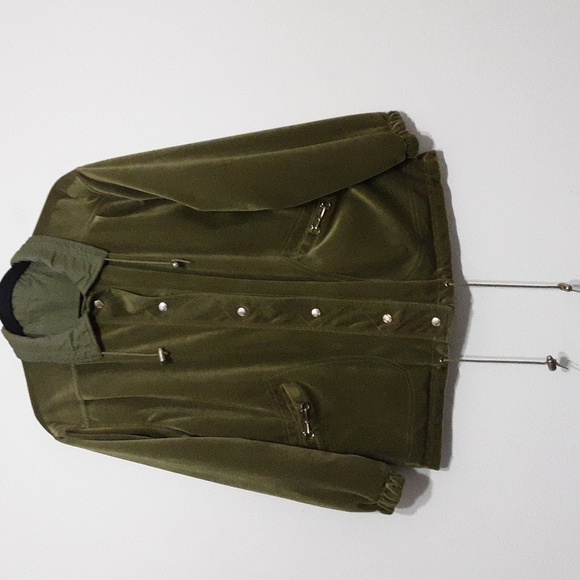 Vintage CS signature utility jacket coat women S green reversible velour y2k - Picture 1 of 10